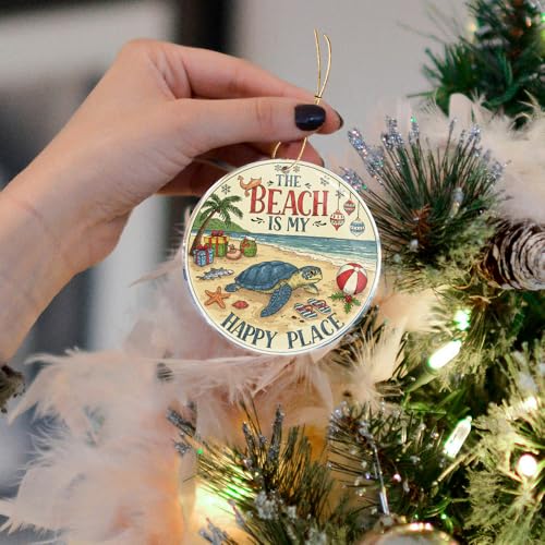 Funny Turtle Christmas Ornament - 3.6" Acrylic Decor for Tree
