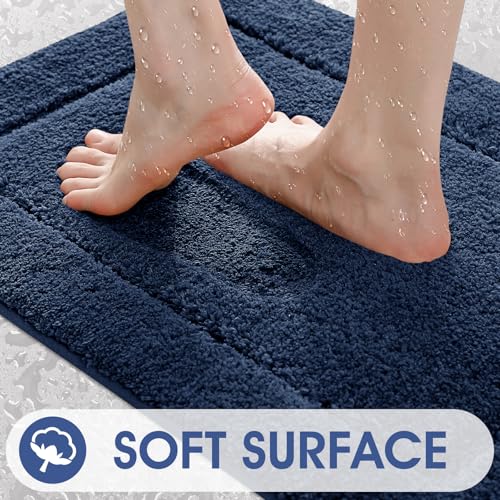 IM HOME Ultra Soft Plush Microfiber Bath Mat - 20" x 32" Navy Blue