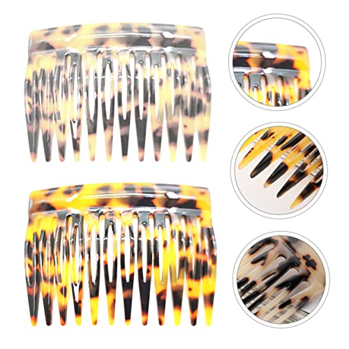 FRCOLOR Acetate Hair Combs 2 Pack - Retro French Side Combs Leopard Print