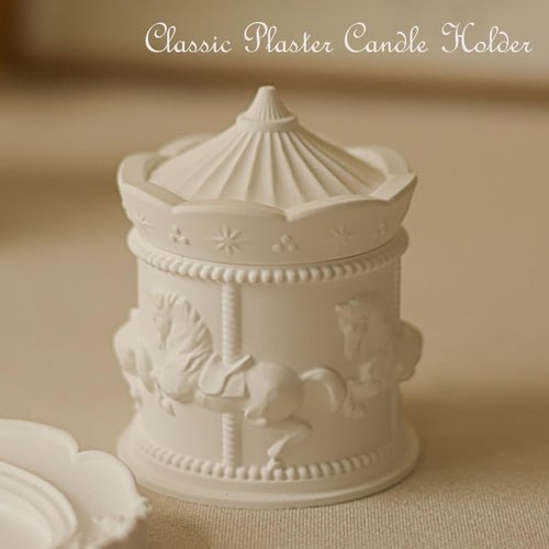 Carousel Candle Holder - Spinning Brass Merry-Go-Round with Gypsum Base | Perfect Valentine Gift for Home Decor