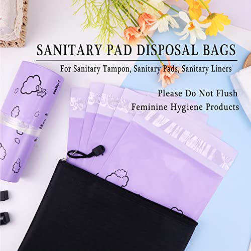 Purple Feminine Hygiene Disposal Bags - 100 Pack, 7x12 Inches