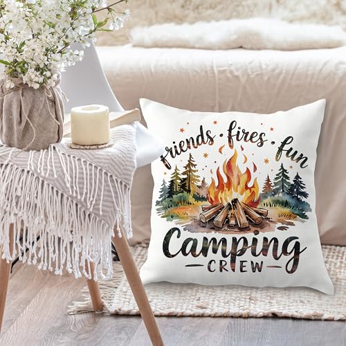 Flannel Camping Pillow Cover 18x18 | Cozy Throw Pillow for RV Decor