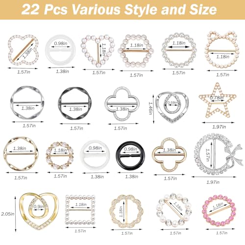 22 Pcs Women Scarf Rings & Waist Cinch Clips Set