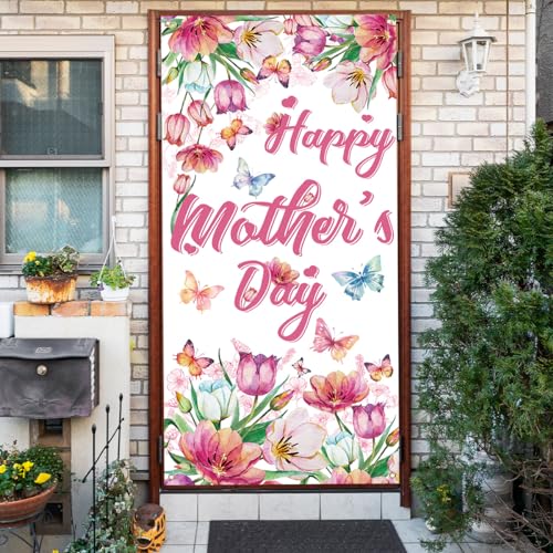 Mother's Day Banner - Best Mom Flower Decor - 71x35 Inches