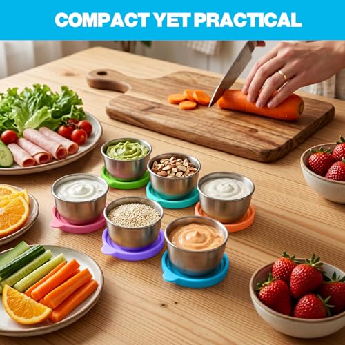 Leakproof Stainless Steel Salad Dressing Containers - 6 Pack