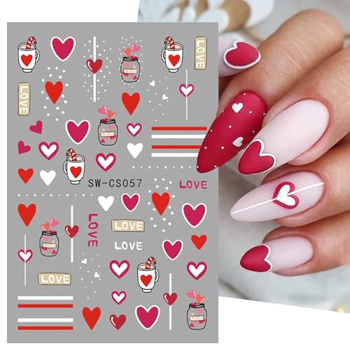 Valentine's Day Love Heart Nail Art Stickers 3D Self-Adhesive Decals