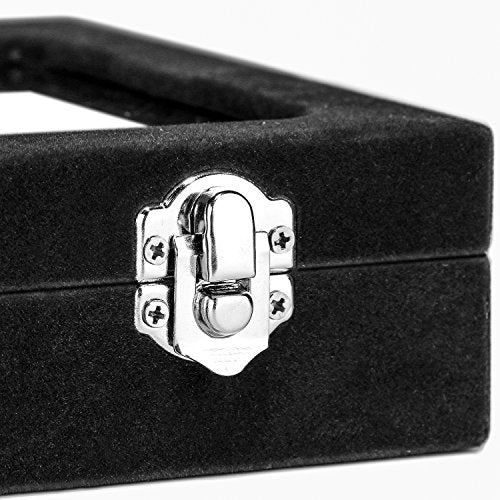 EONGOA 7-Slot Velvet Jewelry Organizer Box with Transparent Lid - Black