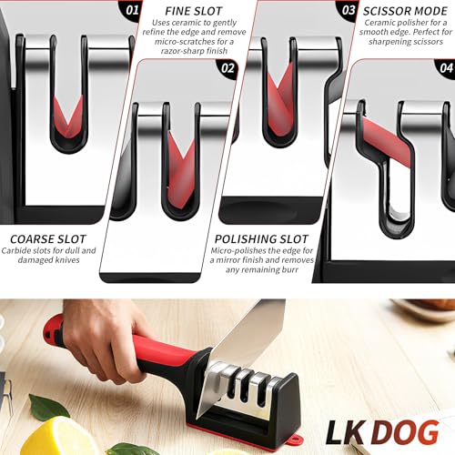 4-in-1 Professional Kitchen Knife and Scissor Sharpener - Tungsten & Ceramic