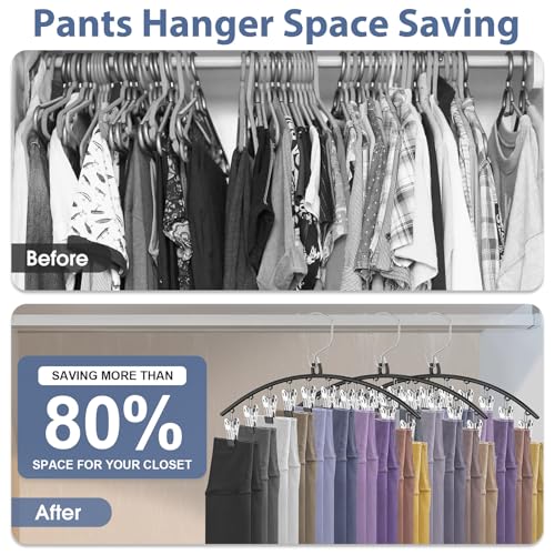 Black 3 Pack Skirt & Leggings Hangers with Clips - Space Saving Closet Organizer