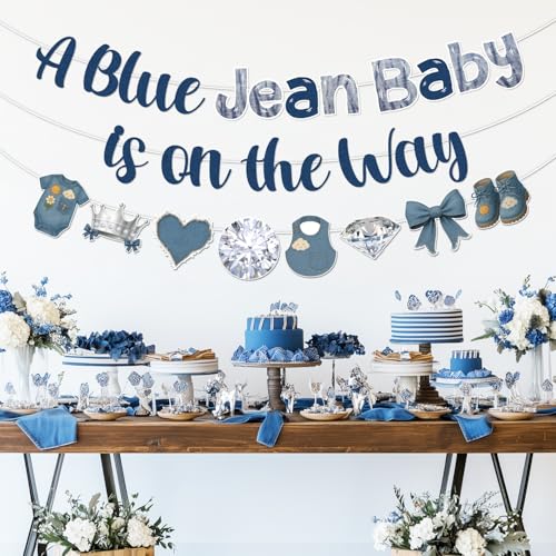 Blue Jean Baby Shower Banner – Denim & Diamonds Decor