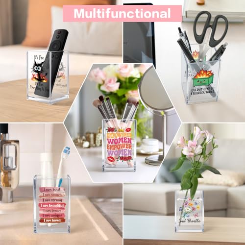Within Her Acrylic Cosmetic Pencil Holder - Pink Bow Desk Organizer