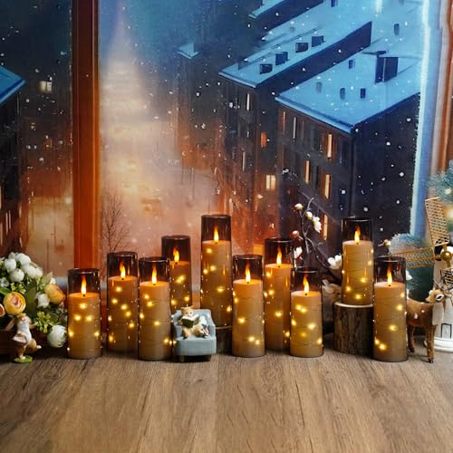 Grey Flameless LED Candles with Timer 24 Pack Flickering Home Decor