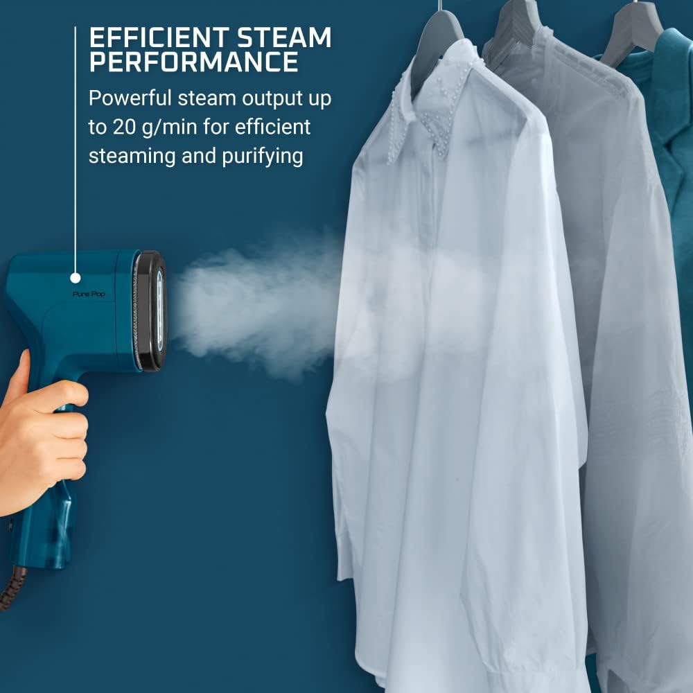 Rowenta PurePop Handheld Steamer - Fast 15-Second Heat-Up | 2.3 Oz Capacity, Portable Travel Essential in Blue