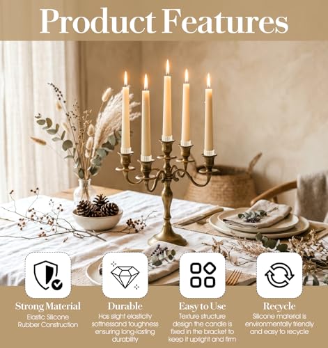 10 Pack Candle Grippers for Taper Candles, Silicone Holders Rings