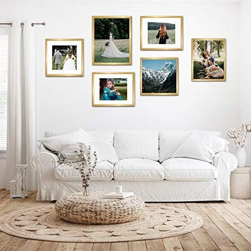 Upsimples 8x12 Picture Frame Set of 5 - Elegant Gold Frames for 6x8 or 8x12 Photos | Wall Gallery Display