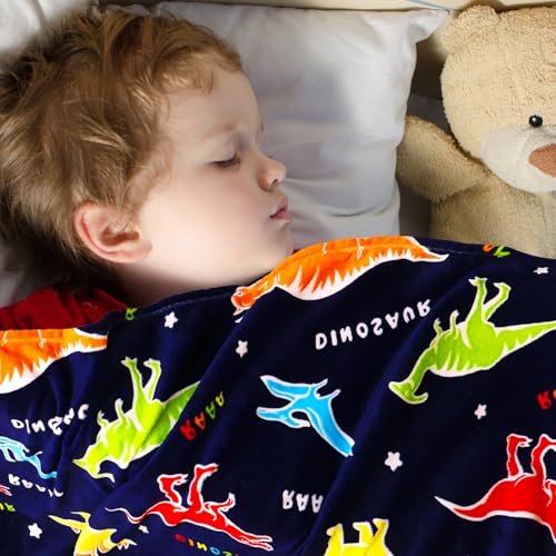 SNOWOLF Glow in the Dark Dinosaur Throw Blanket, Soft Fleece, 50" x 60"