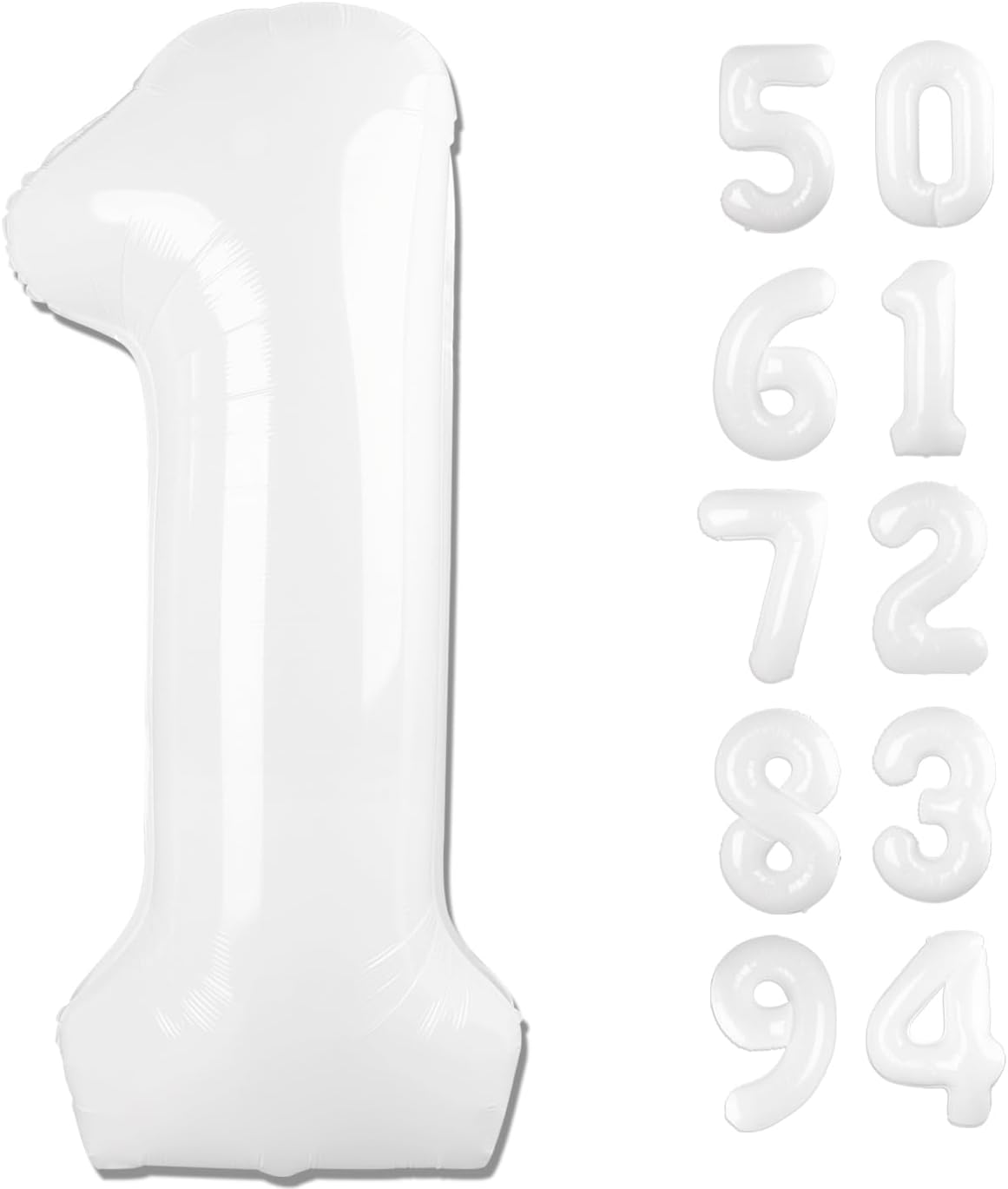 Regine Switzerland 40-Inch White Number 1 Balloon - Translucent First Birthday Decoration for Kids