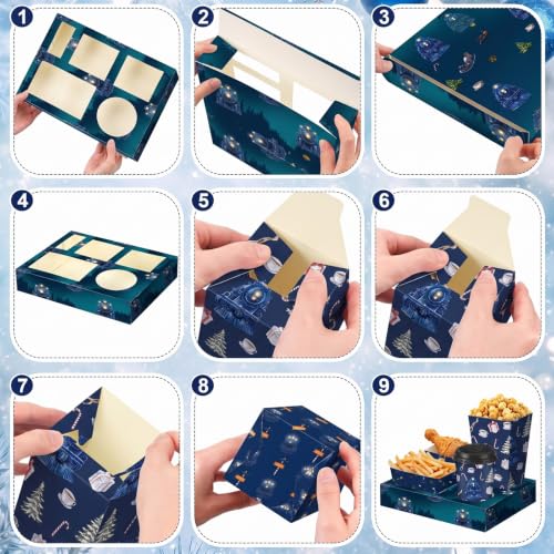 Christmas Movie Night Snack Trays Set - Train Theme Party Supplies, 25 Pieces