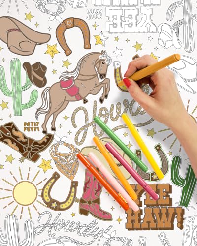 Western Coloring Tablecloth for Kids Parties | 54x108 in