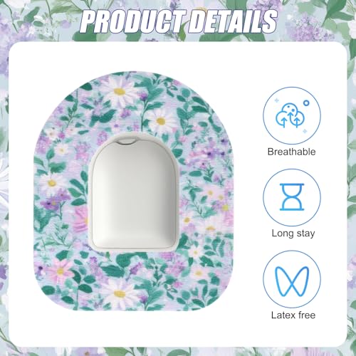 25pcs Adhesive Patches for Omnipod 5, Floral Style Sensor Patches Waterproof & Breathable CGM Overpatch Sensor Cover Compatible with Omnipod 5
