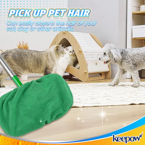 KEEPOW Reusable Mop Pads for Swiffer Sweeper - 4 Pack (2 Wet + 2 Dry)