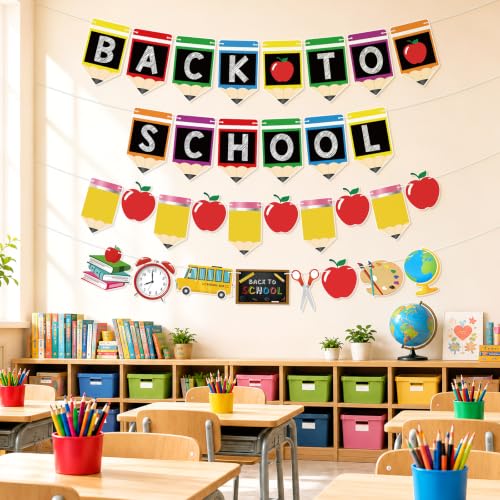 Back to School Decorations Banner Set - Reusable & Pre-Strung