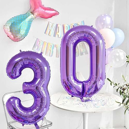 40 Inch Purple Number 0 Foil Balloon for Birthday & Wedding Celebrations