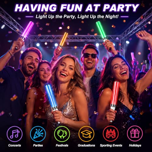 8 Pcs Halloween LED Glow Sticks with 15 Colors, Reusable Light Up Party Accessories - Variation of THIS listing