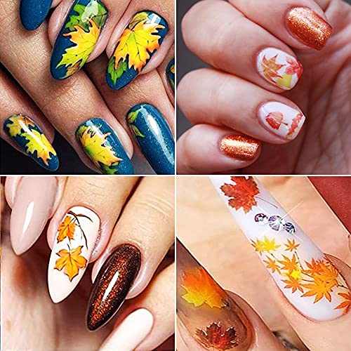 Fall Nail Stickers 3D Self-Adhesive Autumn Maple Leaf Decals 8 Sheets
