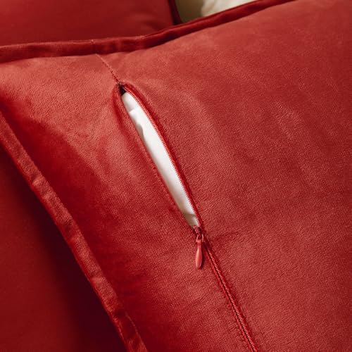 Christmas Red Velvet Throw Pillow Covers Set of 2 22x22 Inches - Holiday Home Decor