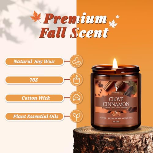 Clove Cinnamon Scented Soy Candle - 7oz Natural Autumn Aromatherapy Jar