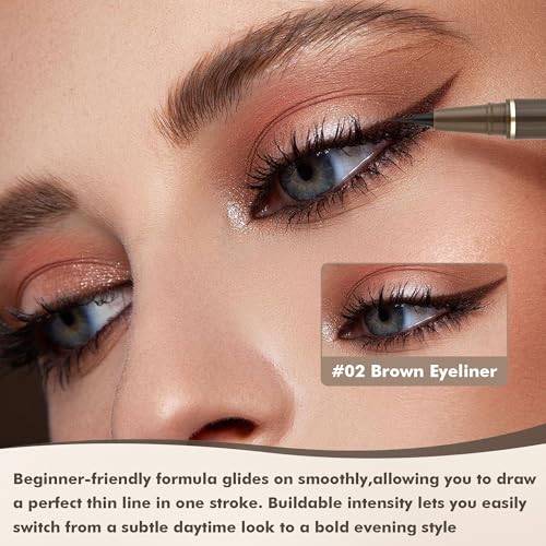 Anwuozu Brown Liquid Eyeliner Waterproof Precision Tip Matte Eye Liner