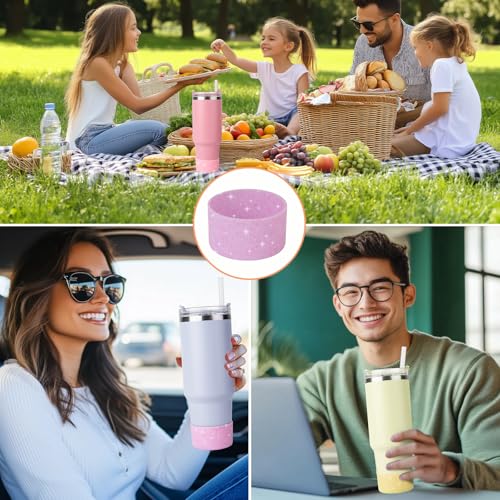 4 PCS for Stanley Boot, Silicone Bottom for Stanley Cup, Reduces Noise Scratches Water Bottle Bottom Sleeve for Stanley Cup Accessories (Glitter Colorful)