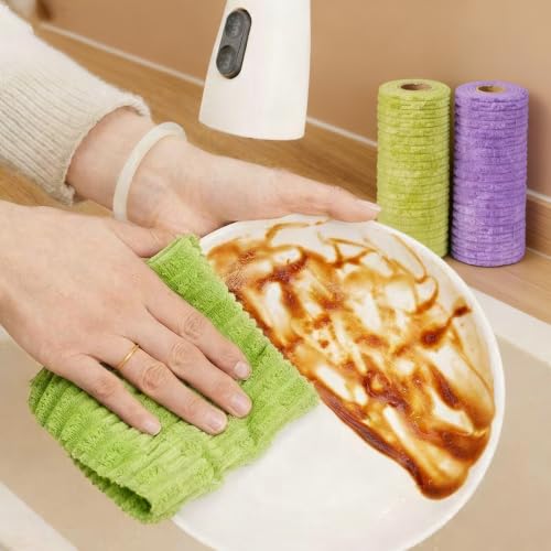 Purple Reusable Cleaning Cloths - 20PCS Lint-Free Microfiber Rags