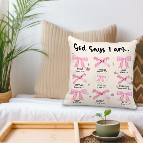 Inspirational Bible Verse Pillow Cover - 18x18 Flannel, Pink