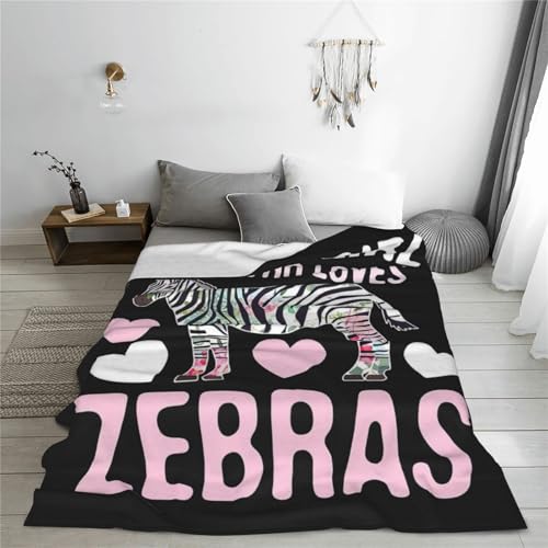 Just A Girl Who Loves Zebras Throw Blanket - Soft Flannel Fleece 50"x40"