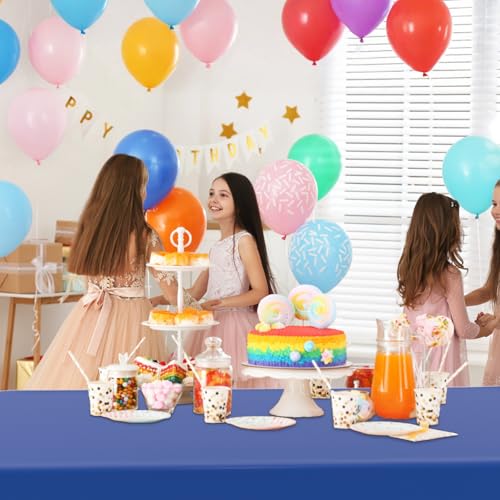 Blue Disposable Tablecloth 54 x 108 Inches - Pack of 2 for Parties & Events