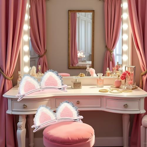 Pink Cat Ear Duckbill Hair Clips - 2Pcs Korean Style Cute Hair Barrettes