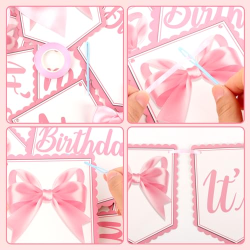 It's My 1/2 Birthday Banner with Pink Bow - Half Birthday Decor
