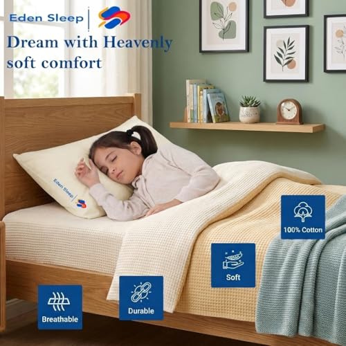 Eden Sleep Toddler Travel Pillowcases 2-Pack 14x20 Inch Cotton Ivory Zipper Covers