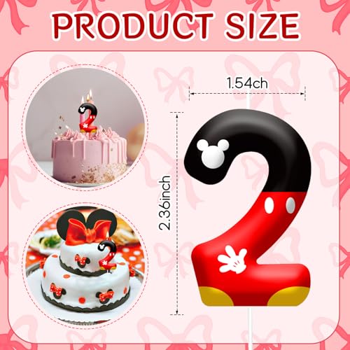 Cartoon Mouse Number 2 Birthday Candle for Cake Party Decoration