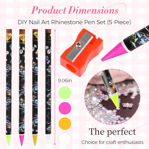 Fzuee 4-Pack Rhinestone Picker Tool Wax Dotting Pen Set with Sharpener