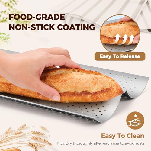 Yupjlia Nonstick Baguette Baking Pan - Perforated French Bread Pan