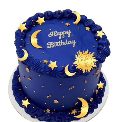 Sun and Moon Cake Topper with Acrylic Stars for Birthdays