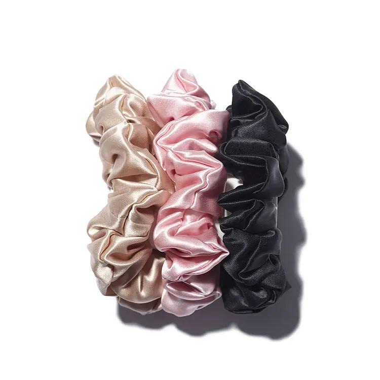 Black Mulberry Silk Hair Scrunchie 100% Pure Real Silk for Healthy Hair