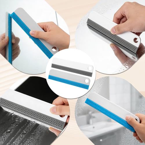 Mini Silicone Squeegee Set - 2 Pack Small Handheld Window Scraper