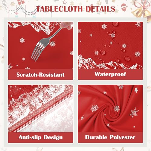Christmas Tablecloth 55x70 Inch Rectangular Tree Deer Print Santa Reindeer Variation