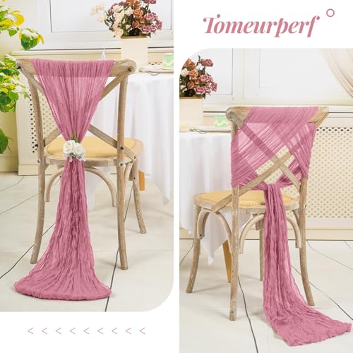 Dusty Rose Cheesecloth Table Runner - 8 Pack 35x120 Inch for Wedding & Party Decor