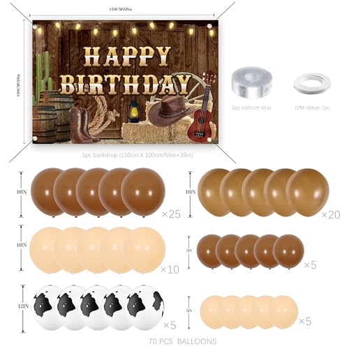 Wild West Cowboy Birthday Party Decorations Set with Balloon Arch & Backdrop