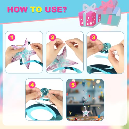 Mermaid Birthday Decorations Set with Banner & Hanging Swirls